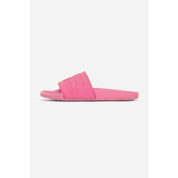 Gucci Pink Rubber Slide Sandals - Picture 1 of 6
